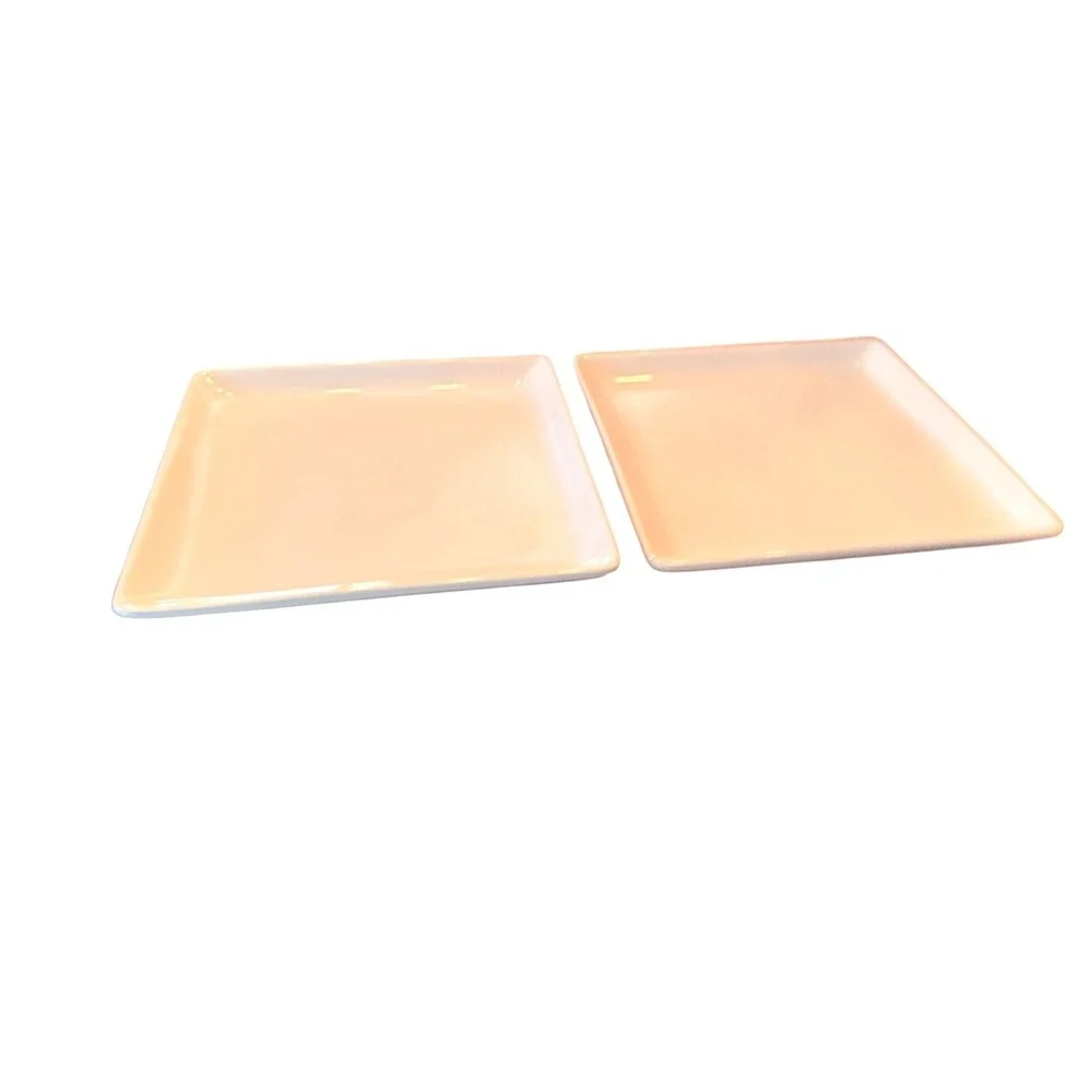 The Pampered Chef Simple Additions Medium Squares Set of 2 White Plates 1930